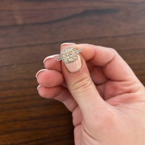 Cushion engagement ring and band
